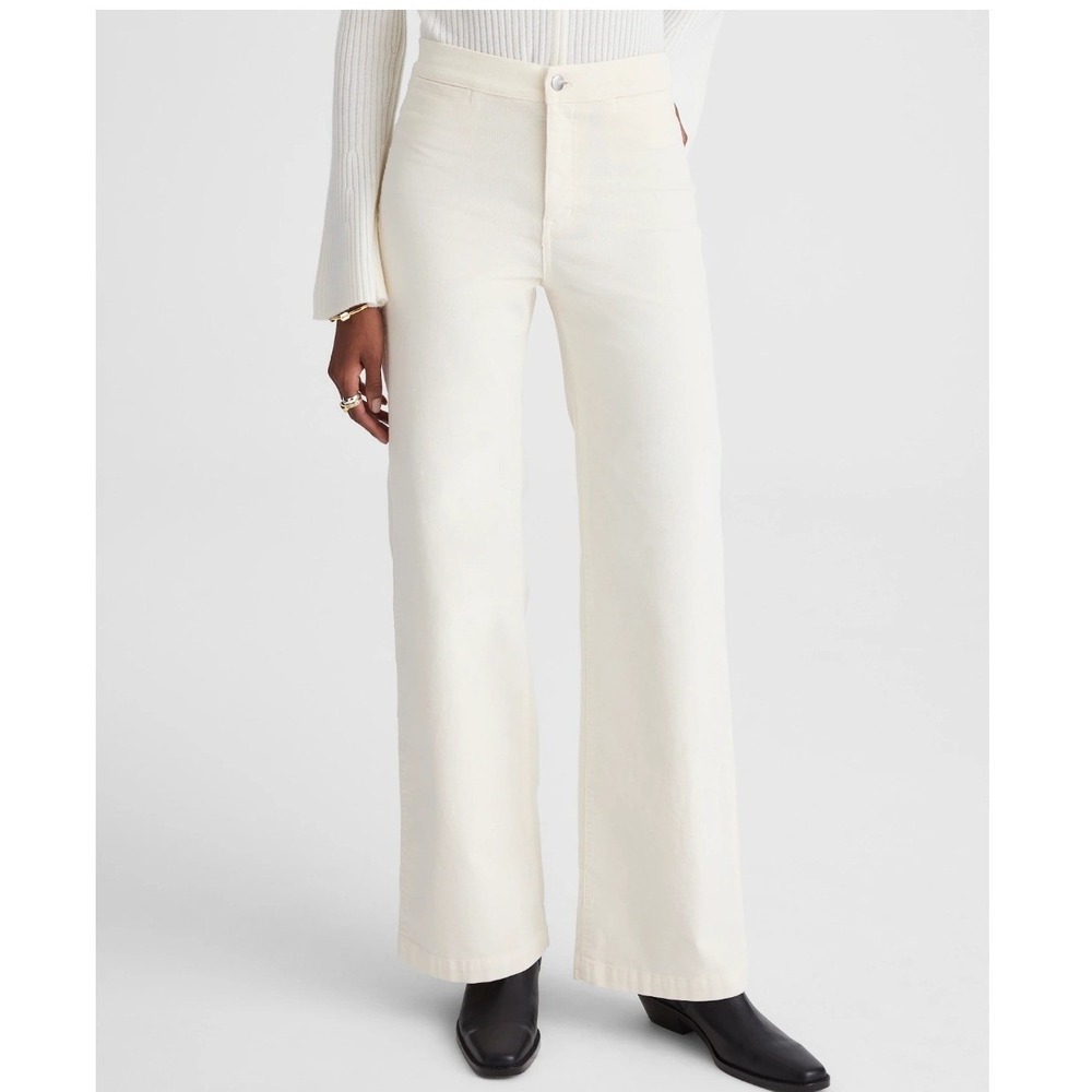 Madewell The Wide-Leg Pant Corduroy High Rise‎ Vintage Ivory Super Stretch 33